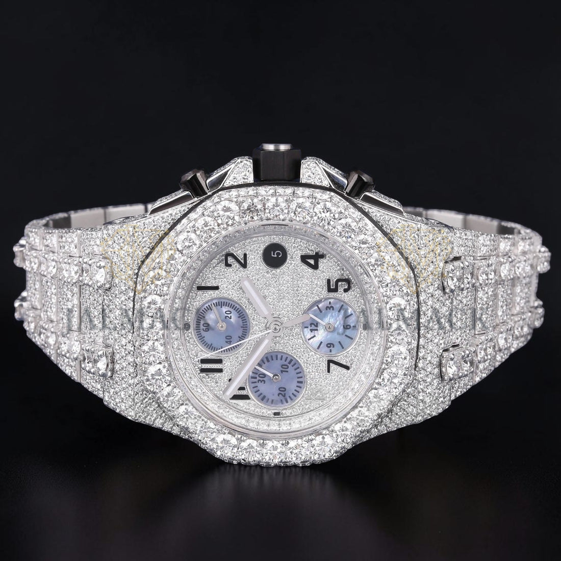 Luxury Silver Moissanite Chronograph Watch VVS1 D Color