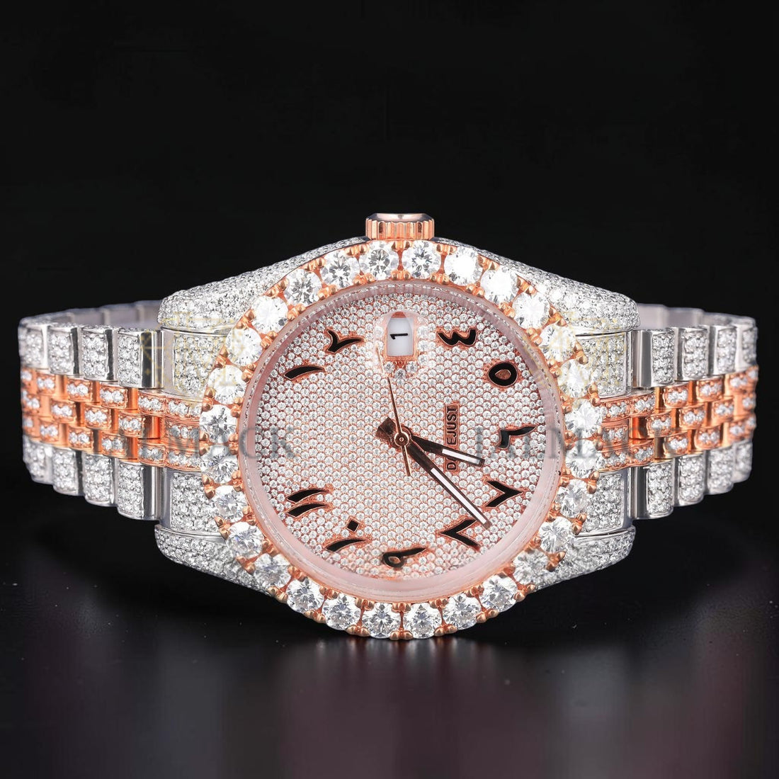 Luxury Rose Gold Moissanite Day Date Automatic Watch