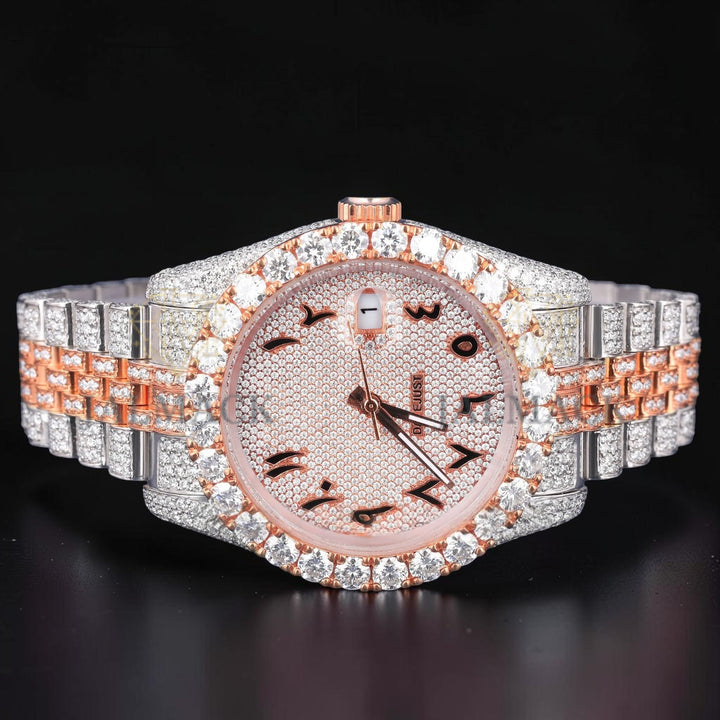Luxury Rose Gold Moissanite Day Date Automatic Watch