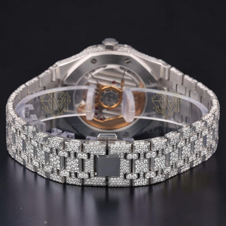 36mm Round Brilliant White Moissanite Automatic Watch