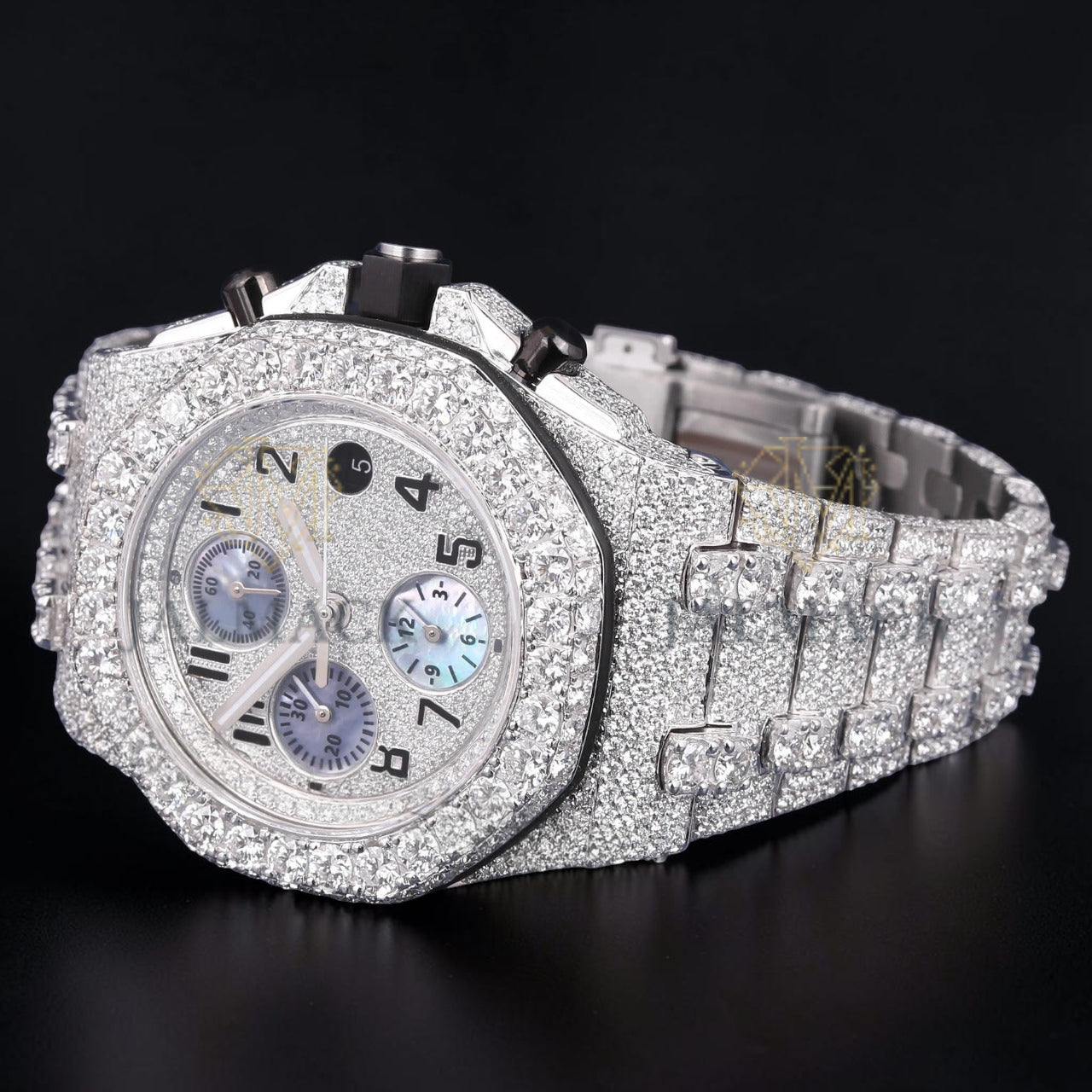 Luxury Silver Moissanite Chronograph Watch VVS1 D Color