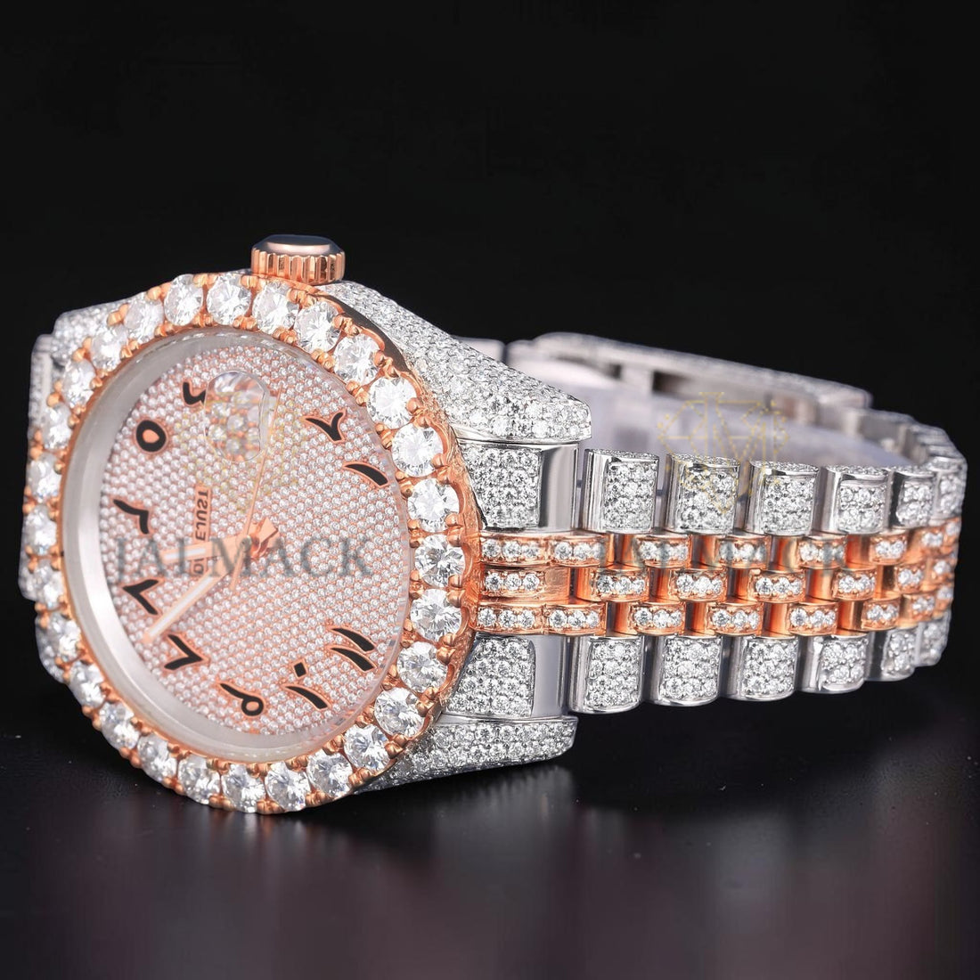 Luxury Rose Gold Moissanite Day Date Automatic Watch