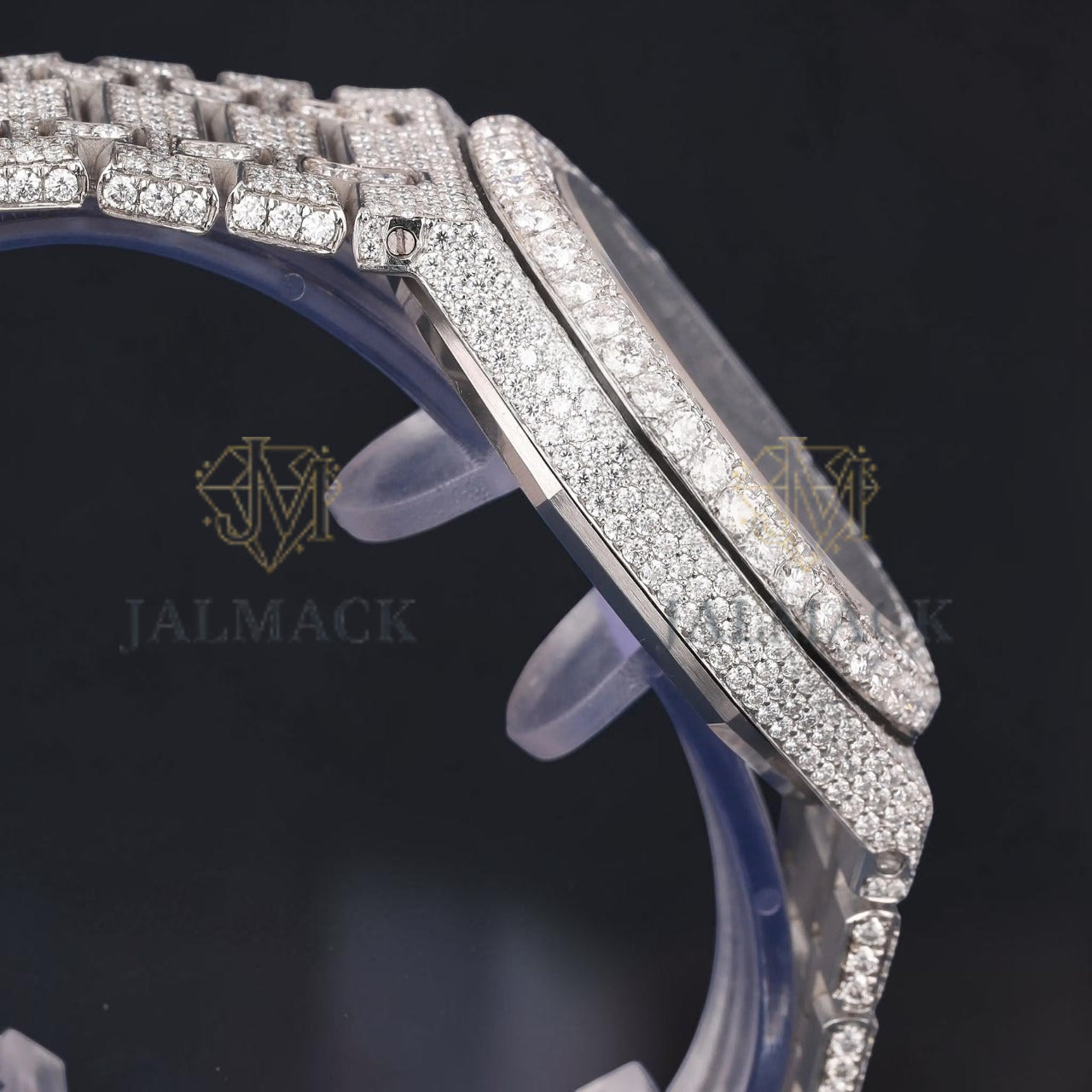 36mm Round Brilliant White Moissanite Automatic Watch