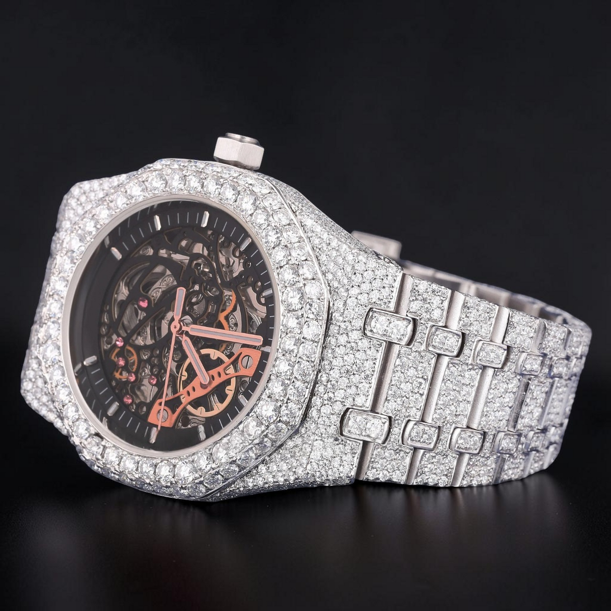 Luxury Skeleton Moissanite Watch VVS1 D Color