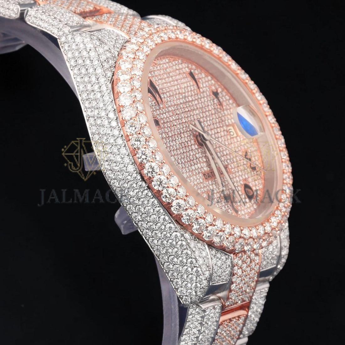 Luxury Two Tone Rose Gold Moissanite Automatic Watch VVS1 D Color