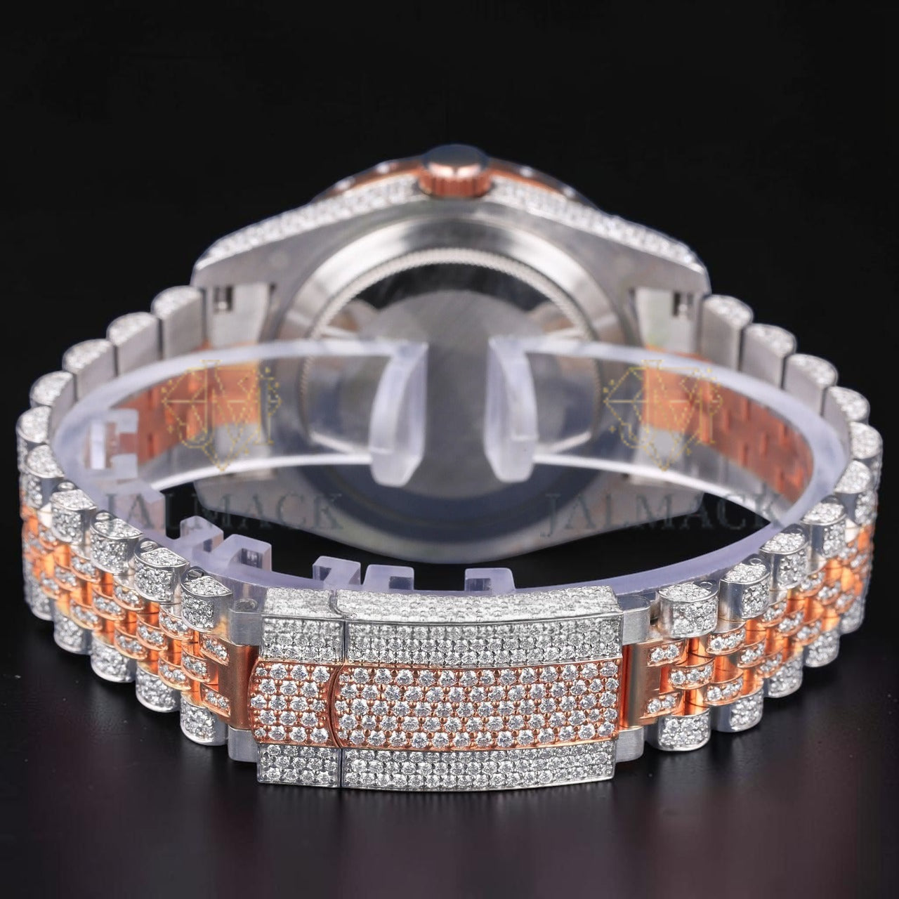 Luxury Rose Gold Moissanite Day Date Automatic Watch