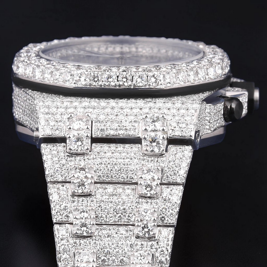 Luxury Silver Moissanite Chronograph Watch VVS1 D Color