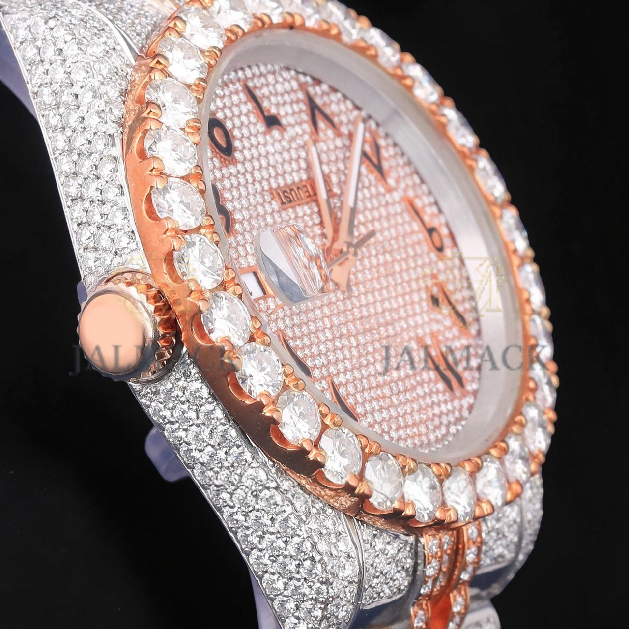 Luxury Rose Gold Moissanite Day Date Automatic Watch