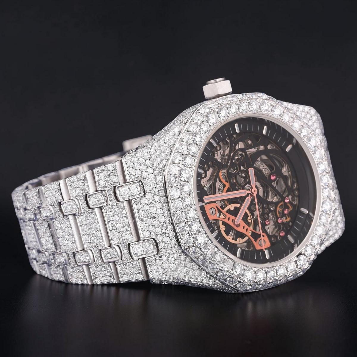 Luxury Skeleton Moissanite Watch VVS1 D Color