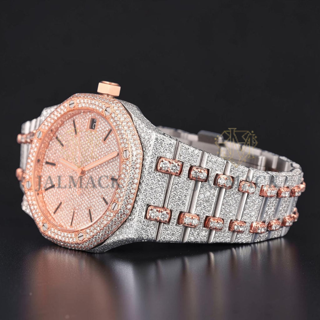 36mm Rose Gold Diamond Dial Moissanite Automatic Watch