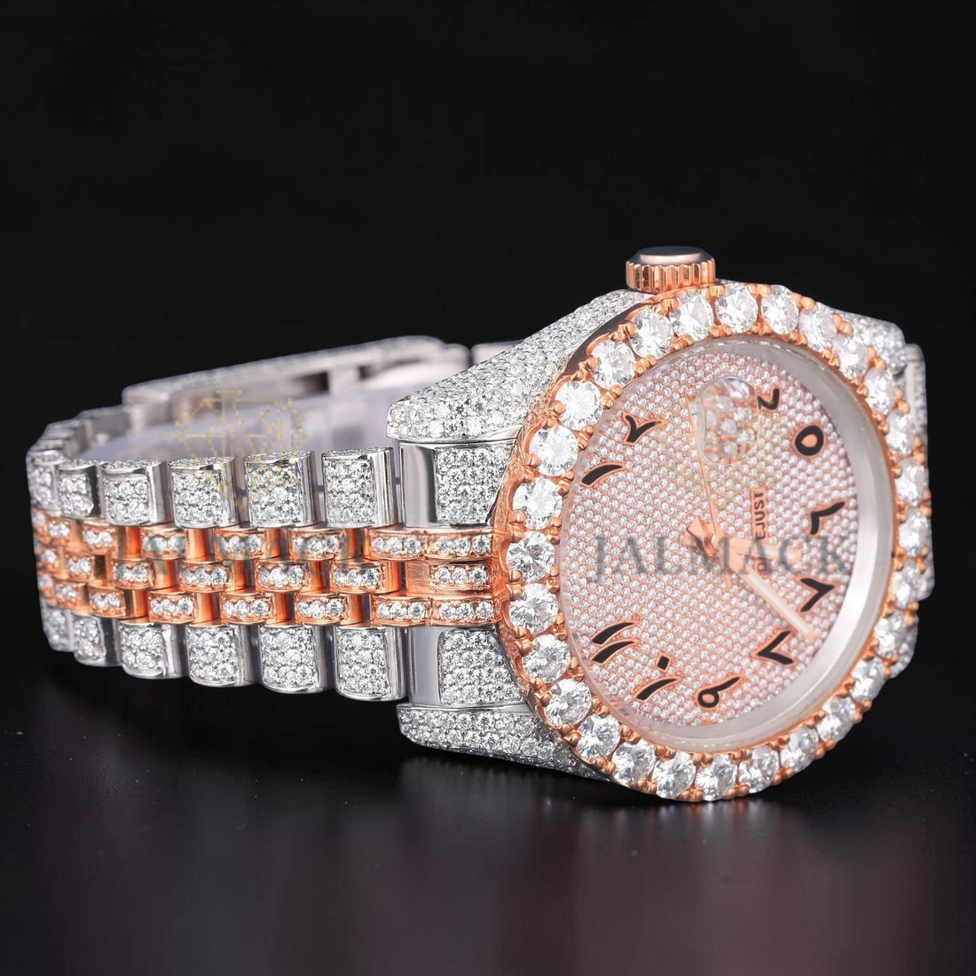 Luxury Rose Gold Moissanite Day Date Automatic Watch