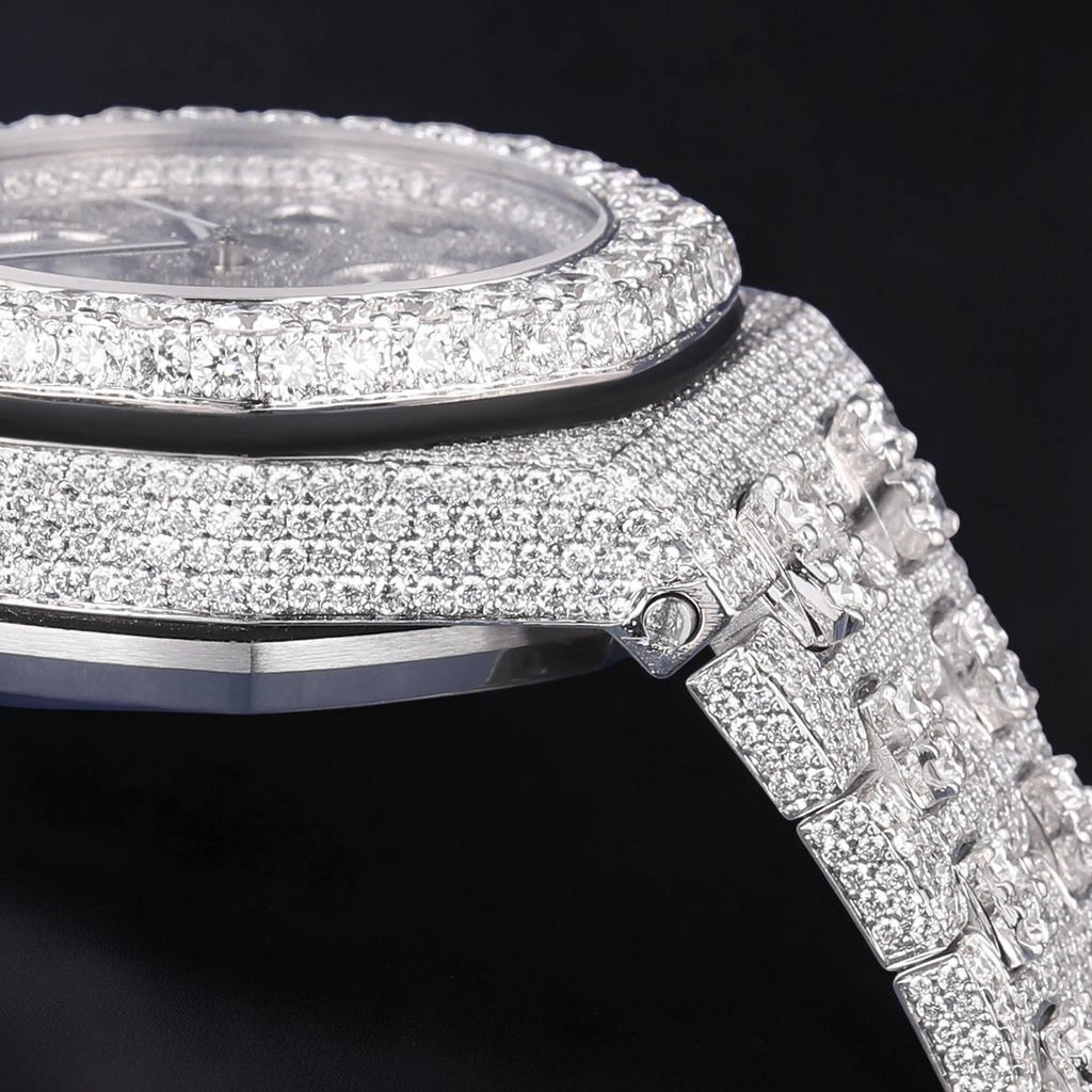 Luxury Silver Moissanite Chronograph Watch VVS1 D Color