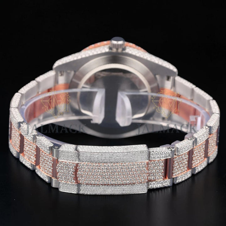 Luxury Two Tone Rose Gold Moissanite Automatic Watch VVS1 D Color