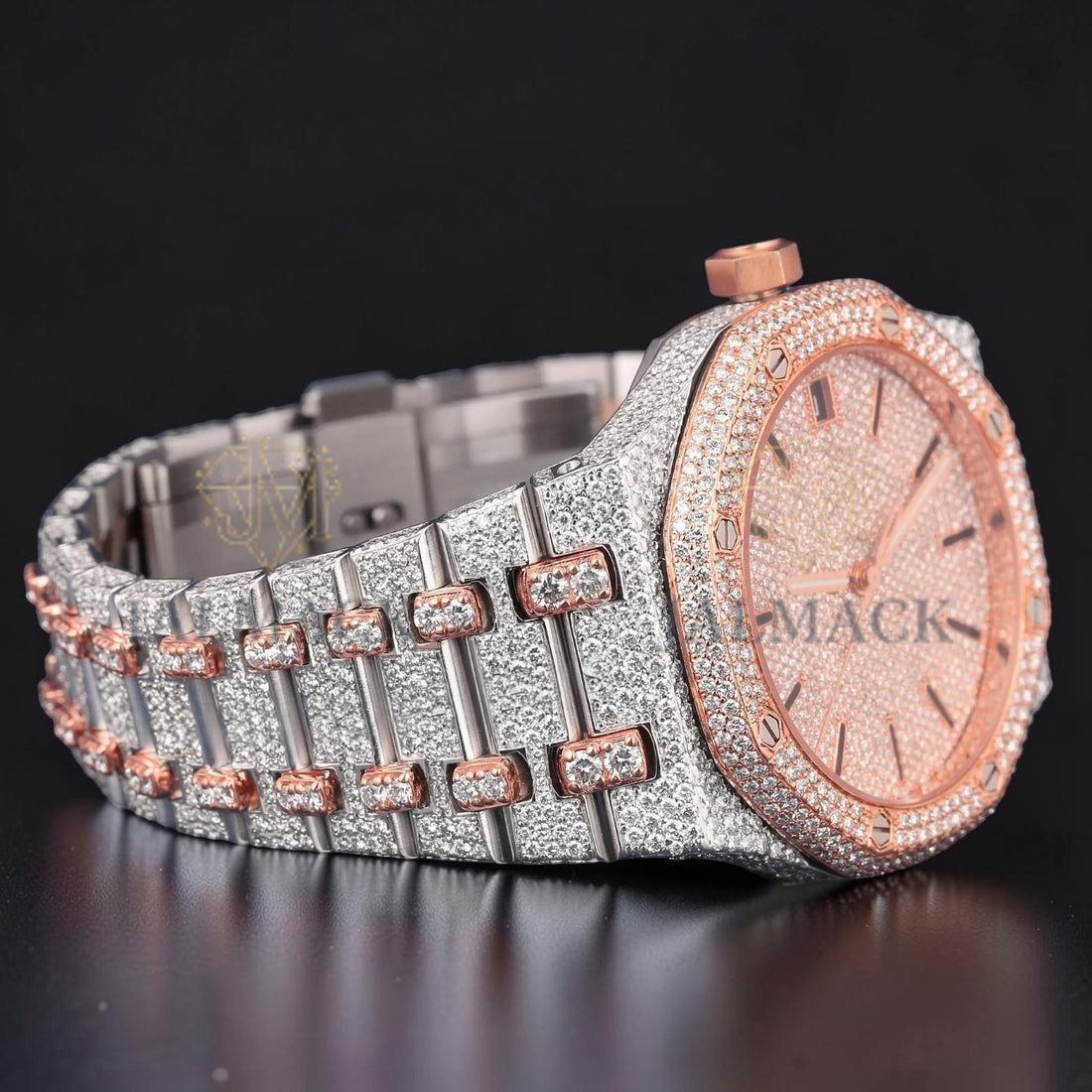 36mm Rose Gold Diamond Dial Moissanite Automatic Watch