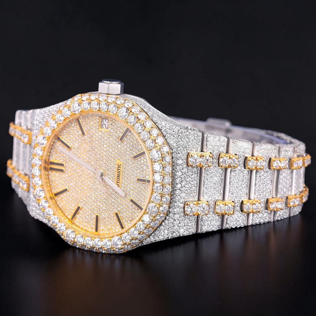 Luxury Two Tone Moissanite Watch VVS1 D Color