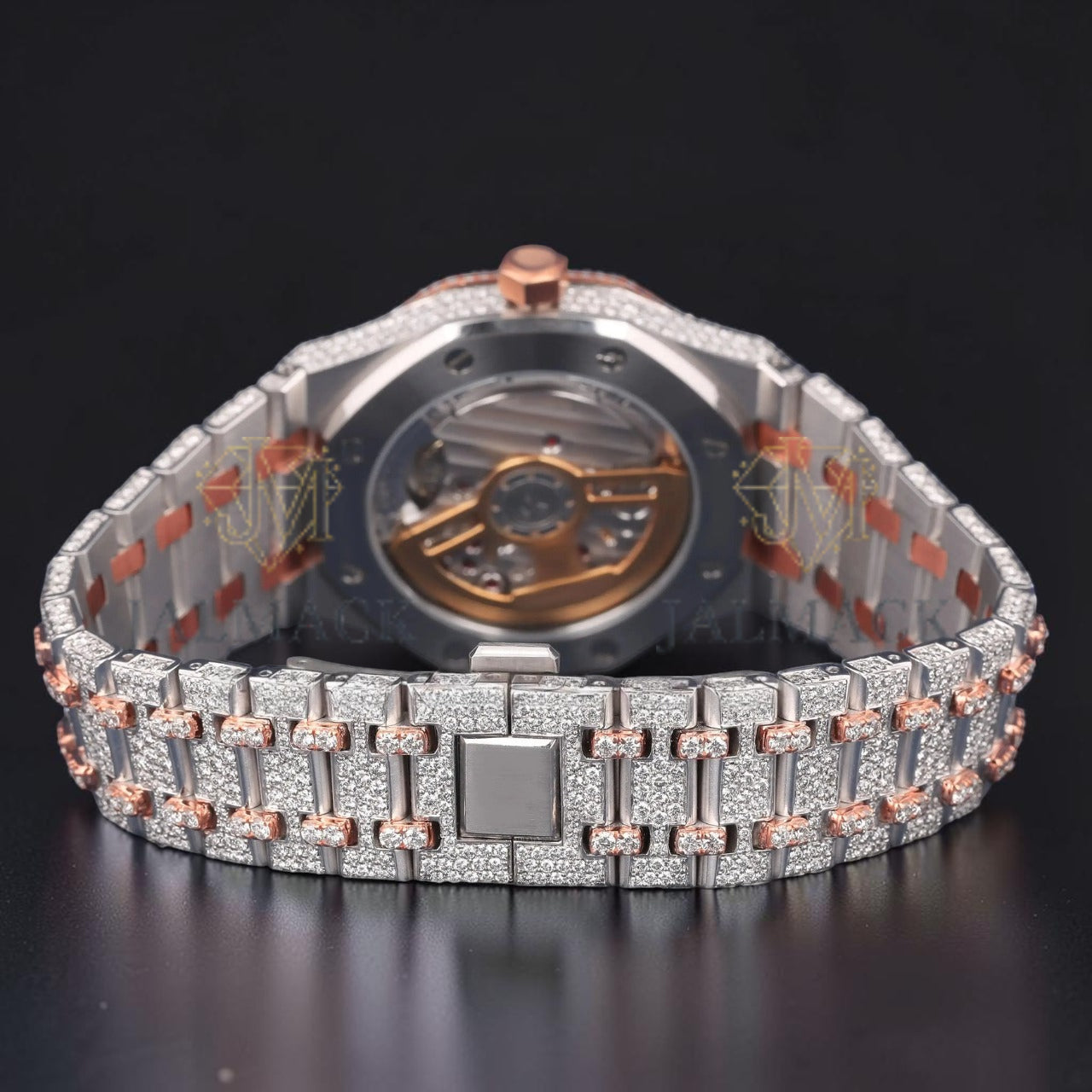36mm Rose Gold Diamond Dial Moissanite Automatic Watch