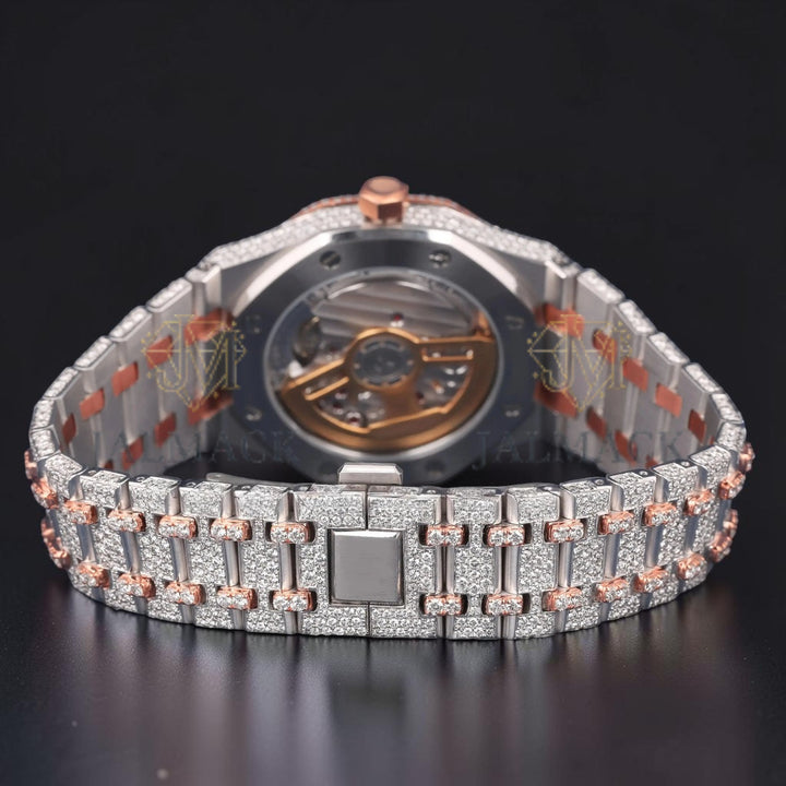 36mm Rose Gold Diamond Dial Moissanite Automatic Watch