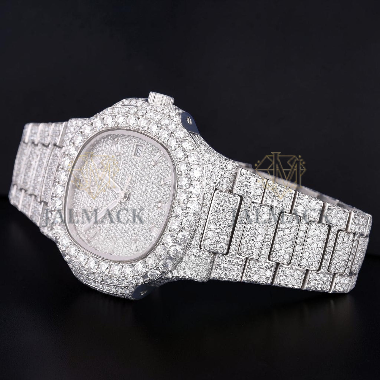 Luxury Silver Moissanite Automatic Watch VVS1 D Color