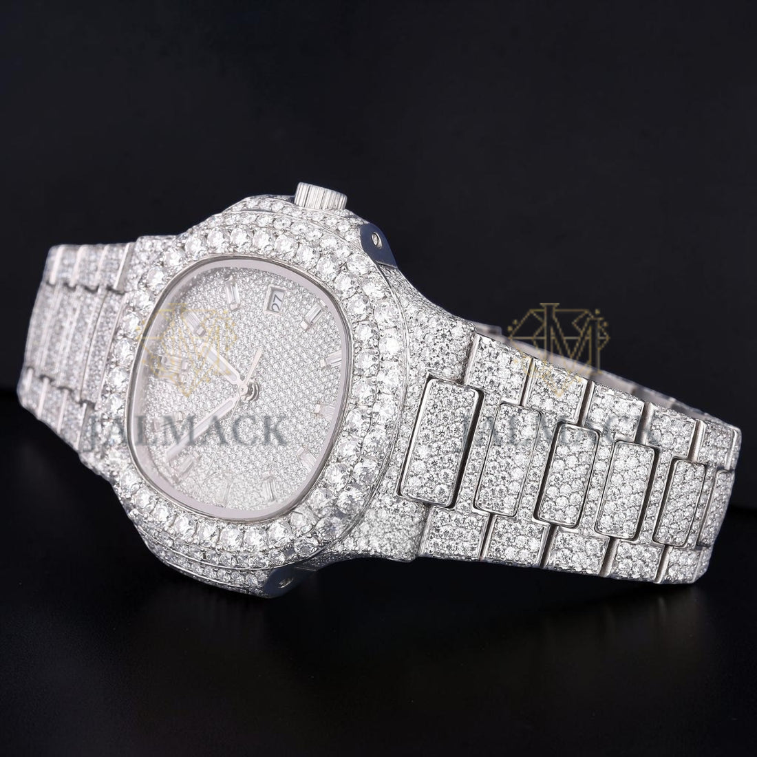 Luxury Silver Moissanite Automatic Watch VVS1 D Color