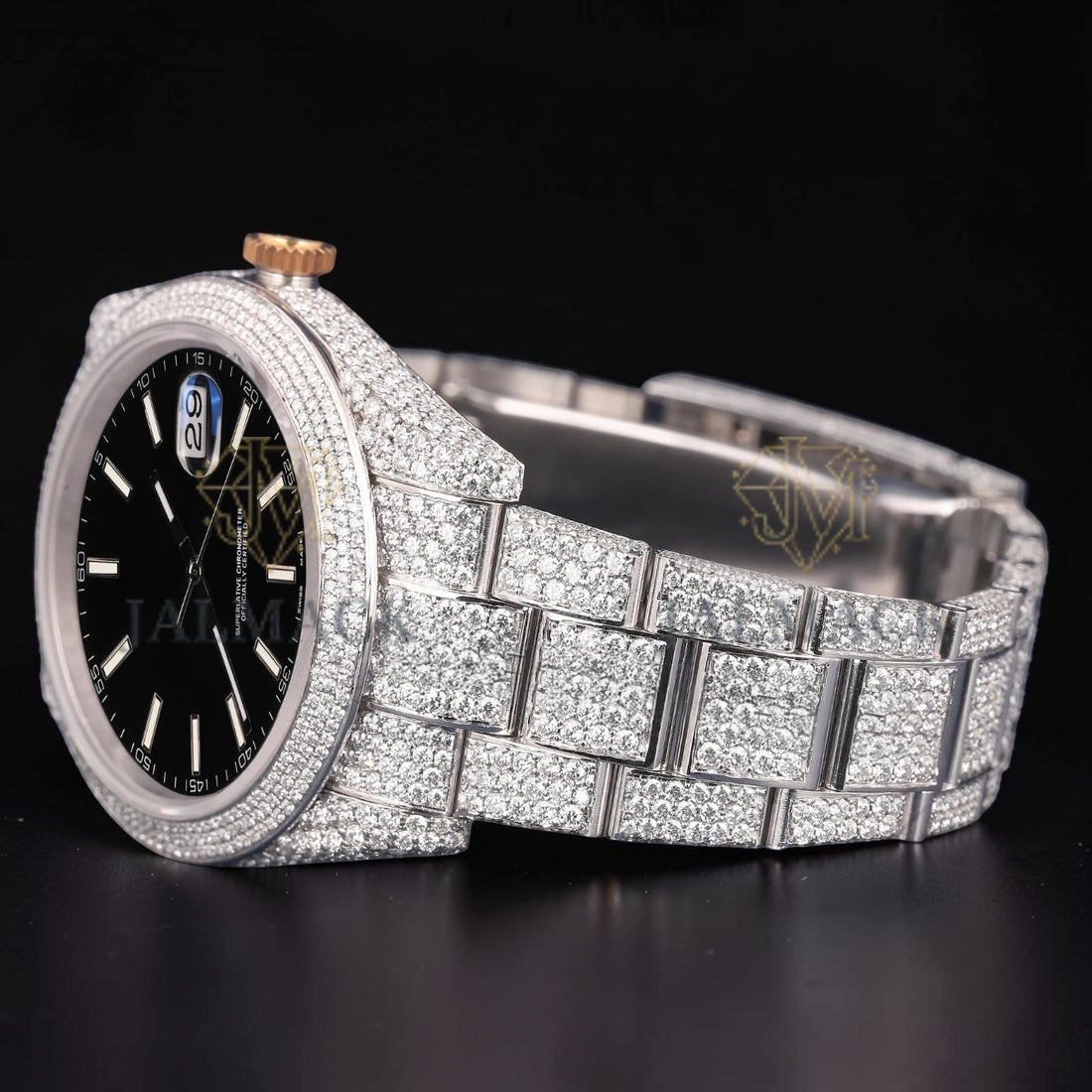 36mm Luxury Black Dial Moissanite Automatic Watch