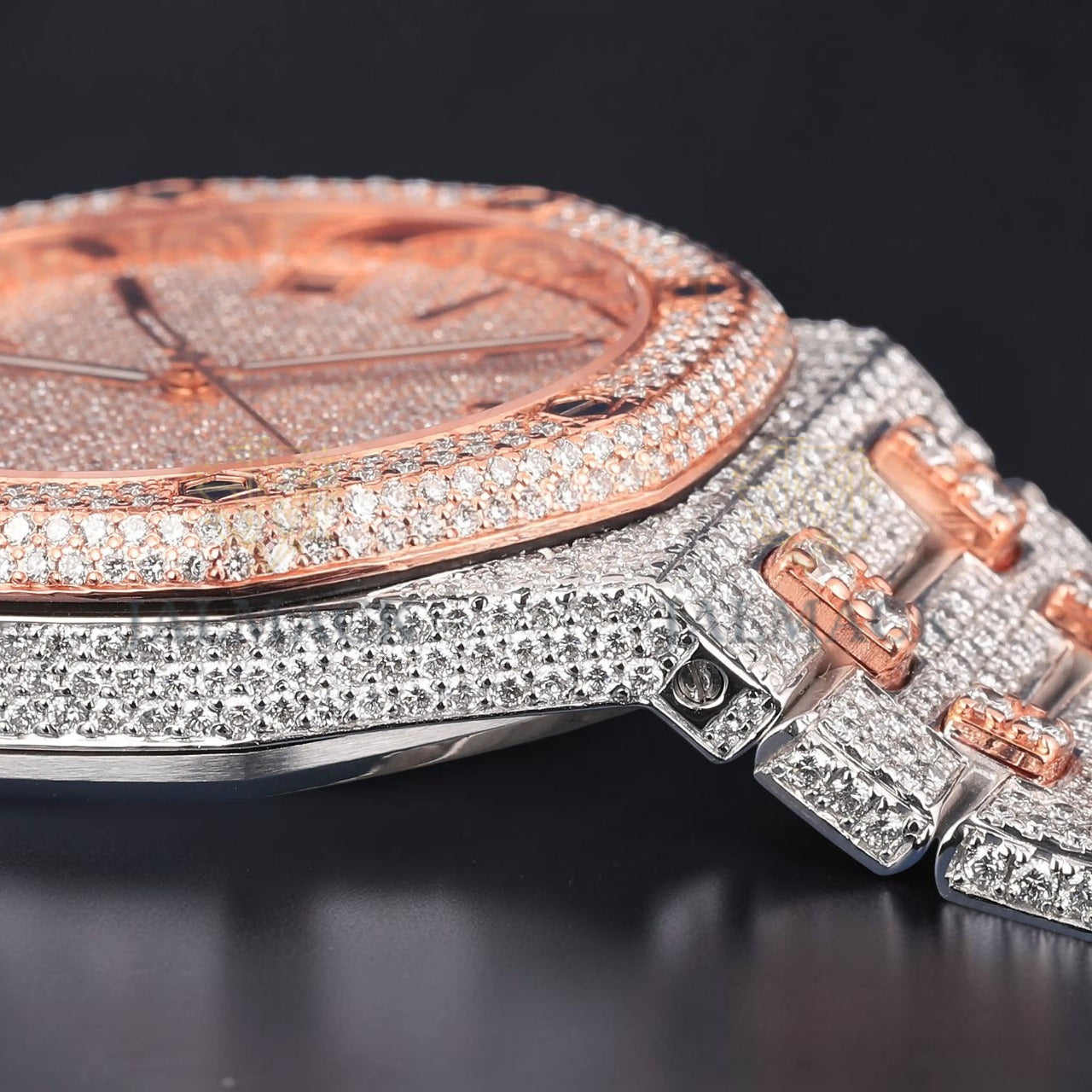 36mm Rose Gold Diamond Dial Moissanite Automatic Watch