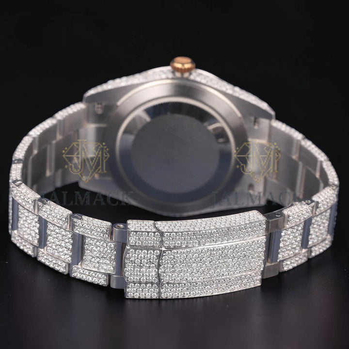 36mm Luxury Black Dial Moissanite Automatic Watch