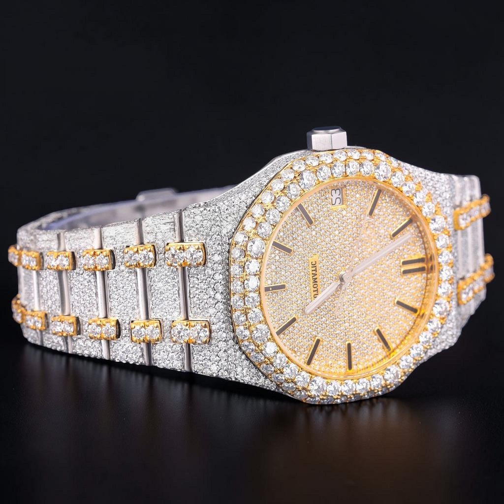 Luxury Two Tone Moissanite Watch VVS1 D Color
