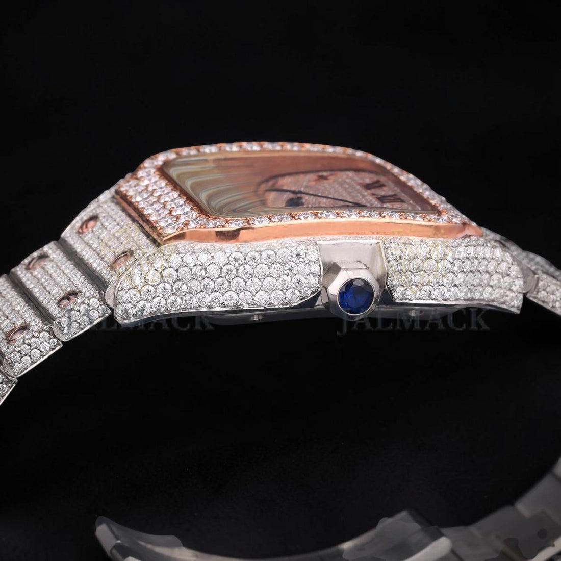 Luxury Two-Tone Roman Moissanite Automatic Date Watch VVS1 D Color Fully Iced Out