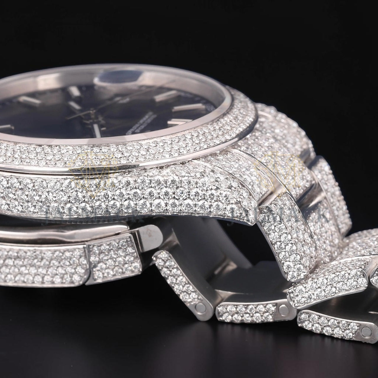 36mm Luxury Black Dial Moissanite Automatic Watch