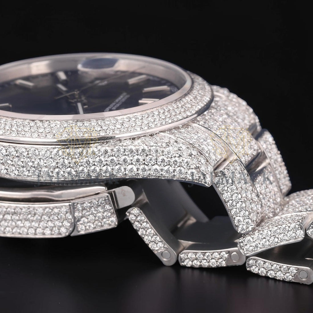 36mm Luxury Black Dial Moissanite Automatic Watch