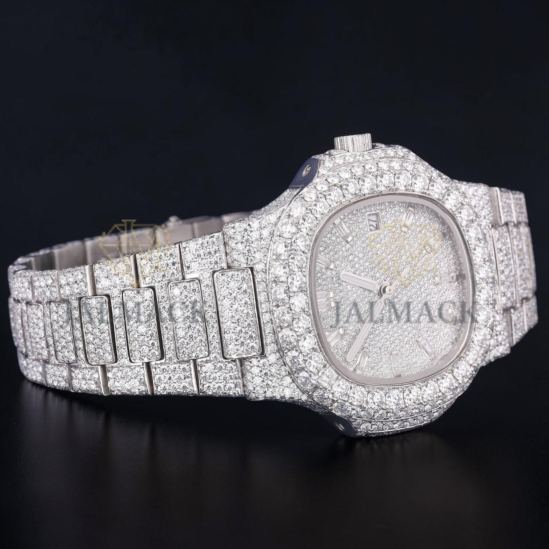 Luxury Silver Moissanite Automatic Watch VVS1 D Color