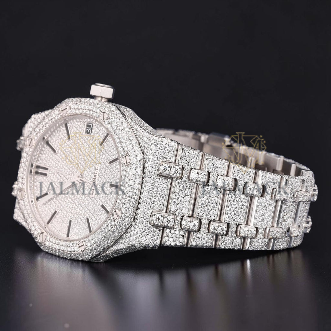 White Diamond Dial Automatic Moissanite Watch