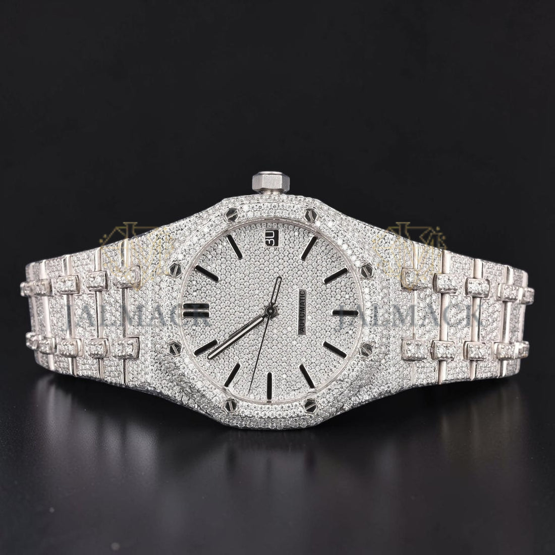 White Diamond Dial Automatic Moissanite Watch