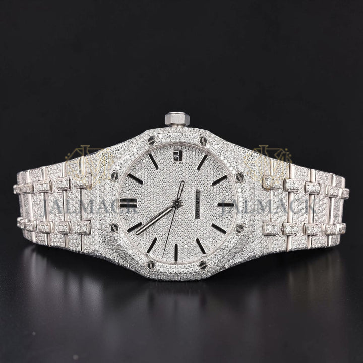 White Diamond Dial Automatic Moissanite Watch