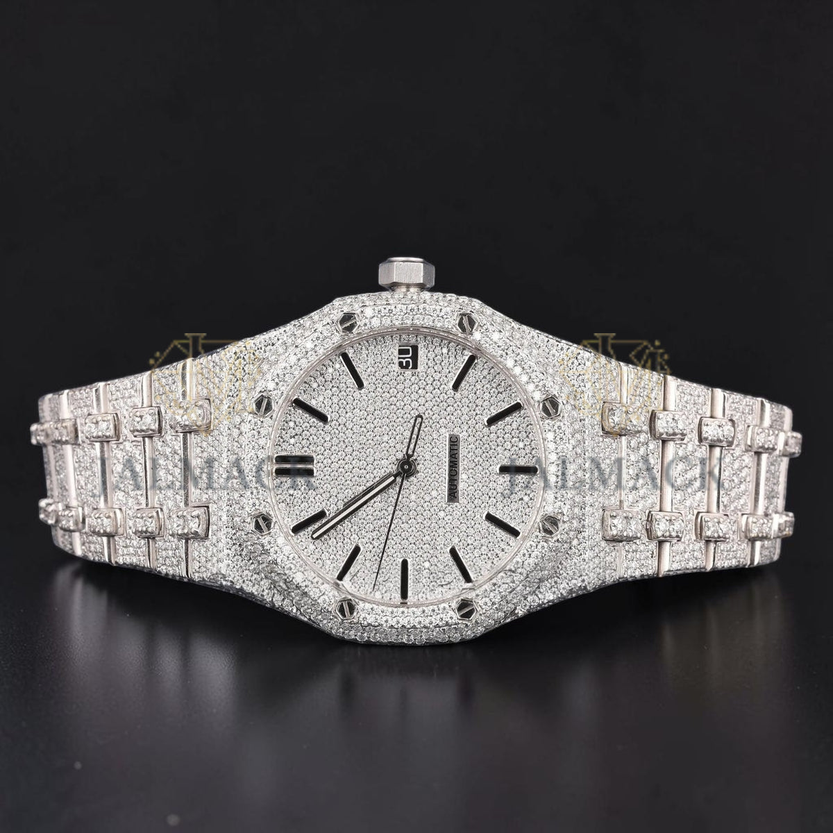 White Diamond Dial Automatic Moissanite Watch