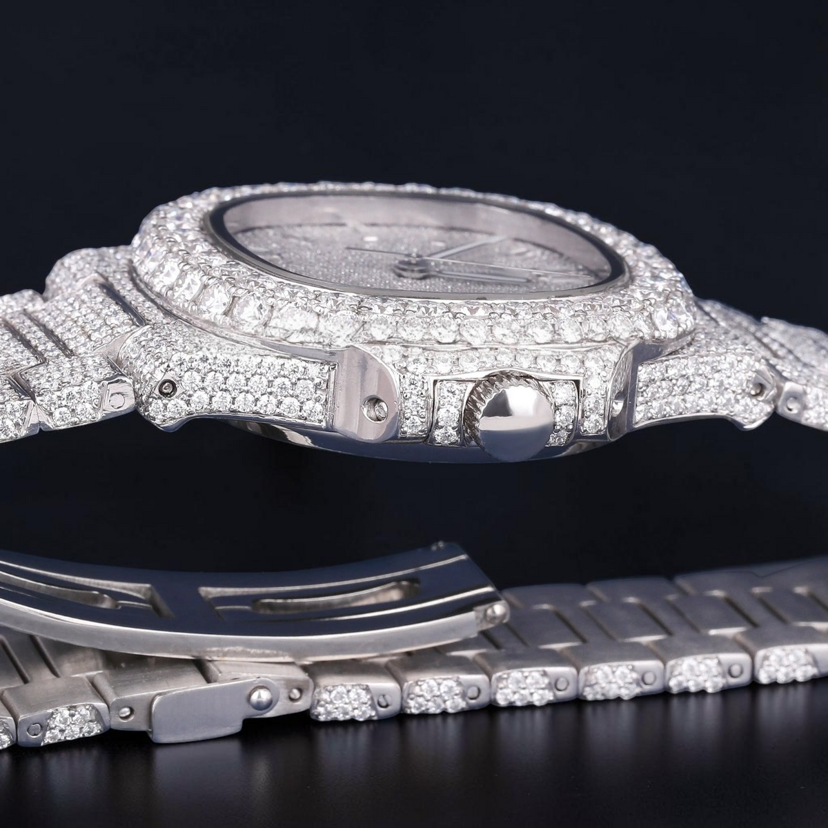 Luxury Silver Moissanite Automatic Watch VVS1 D Color