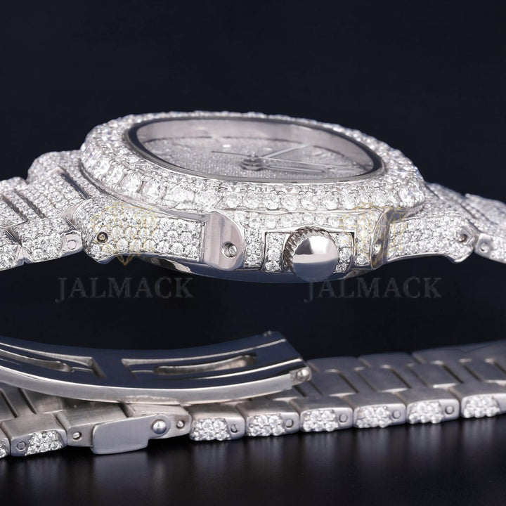 Luxury Silver Moissanite Automatic Watch VVS1 D Color
