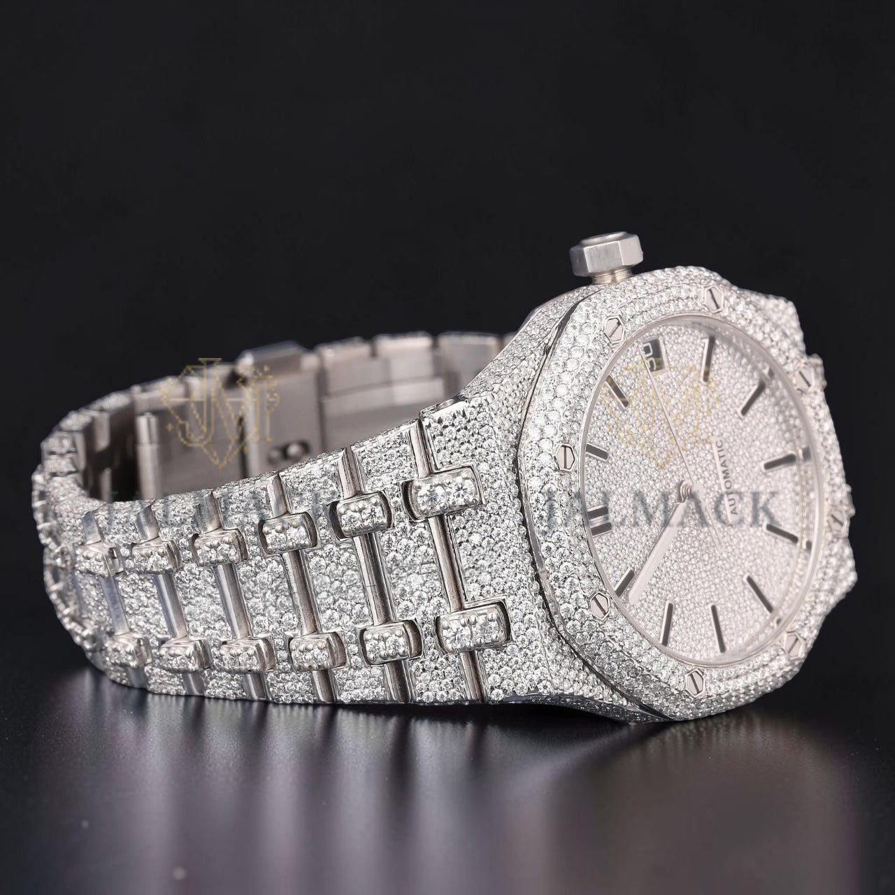 White Diamond Dial Automatic Moissanite Watch