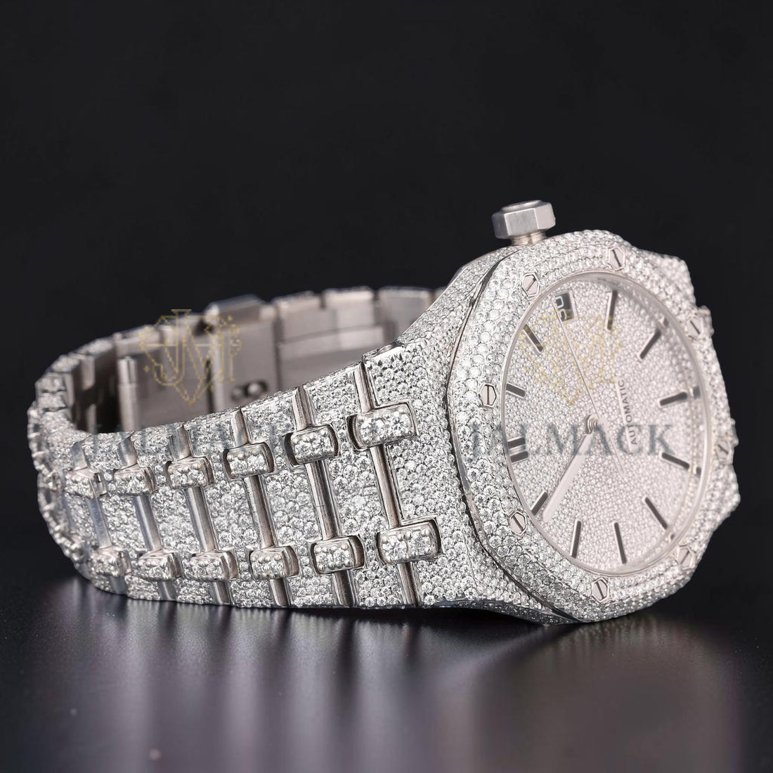 White Diamond Dial Automatic Moissanite Watch