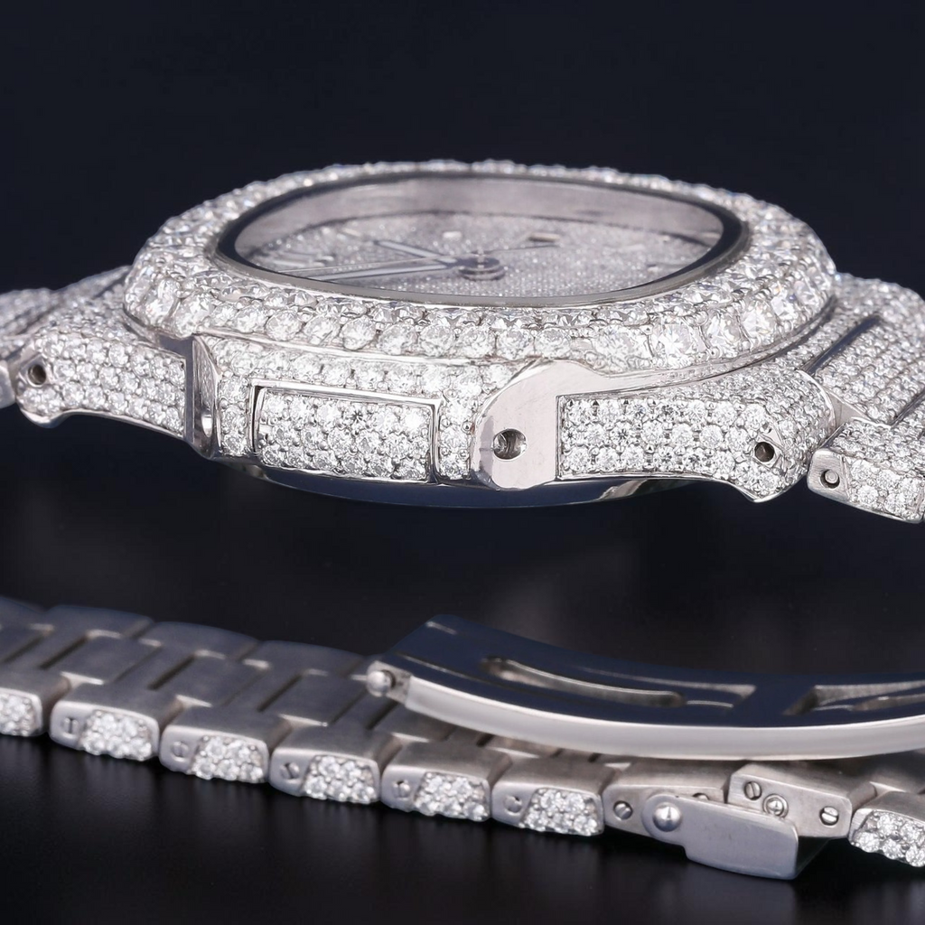 Luxury Silver Moissanite Automatic Watch VVS1 D Color