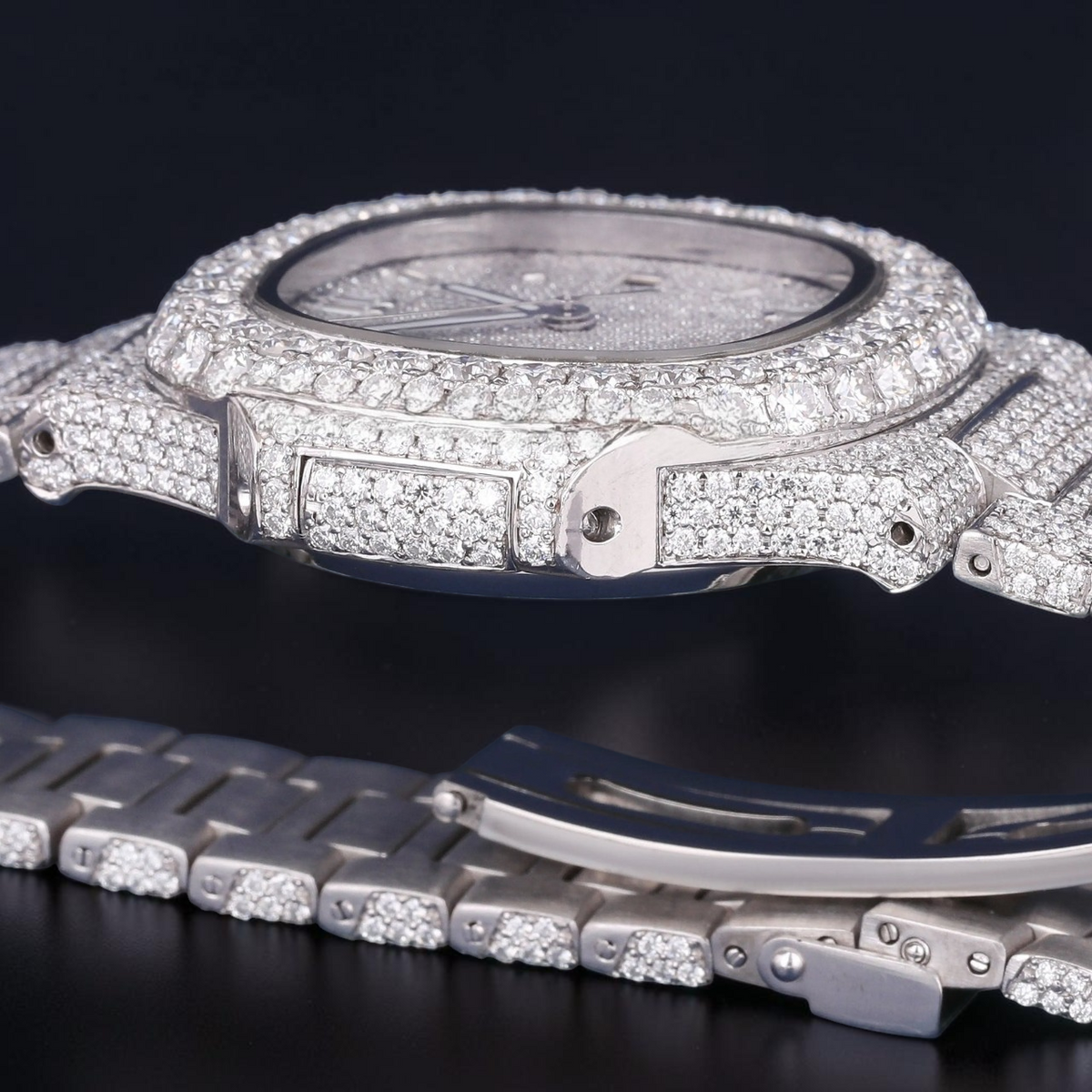 Luxury Silver Moissanite Automatic Watch VVS1 D Color