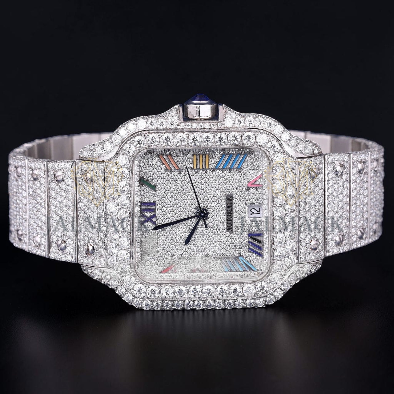 Luxury Square Moissanite Automatic Watch VVS1 D Color