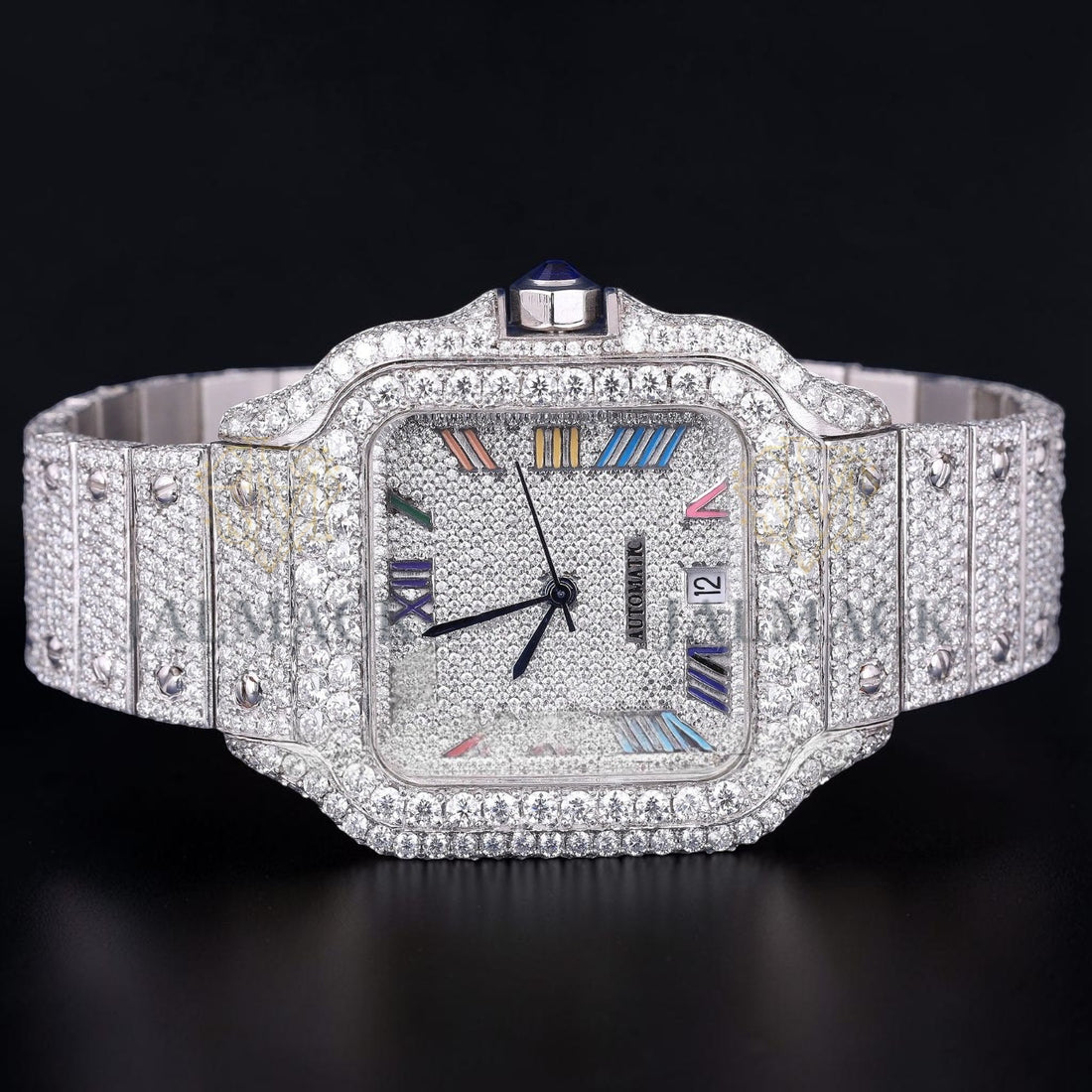 Luxury Square Moissanite Automatic Watch VVS1 D Color