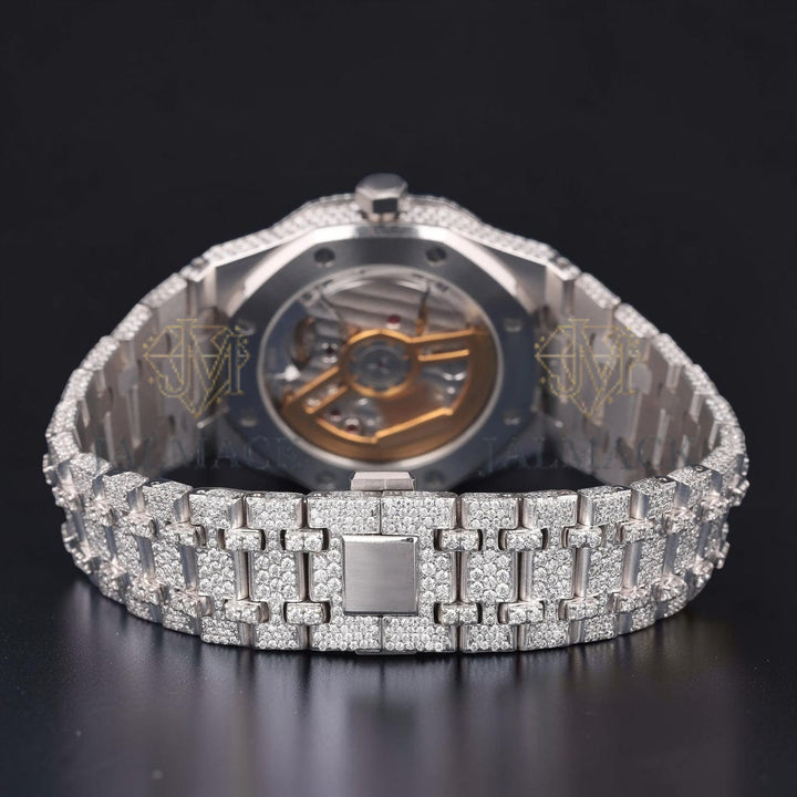 White Diamond Dial Automatic Moissanite Watch