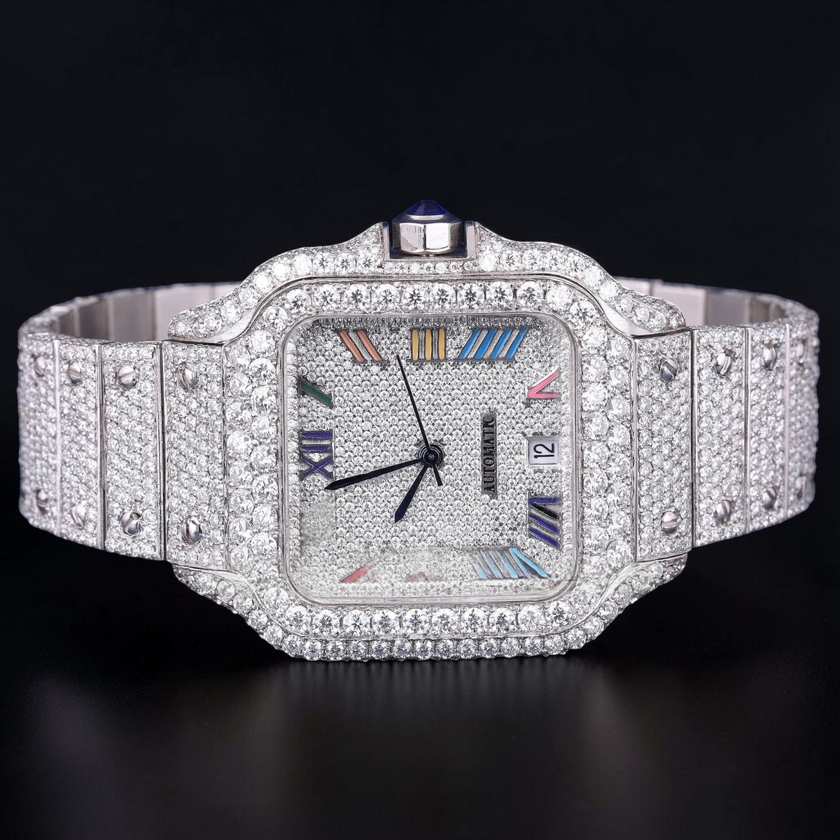 Luxury Square Moissanite Automatic Watch VVS1 D Color