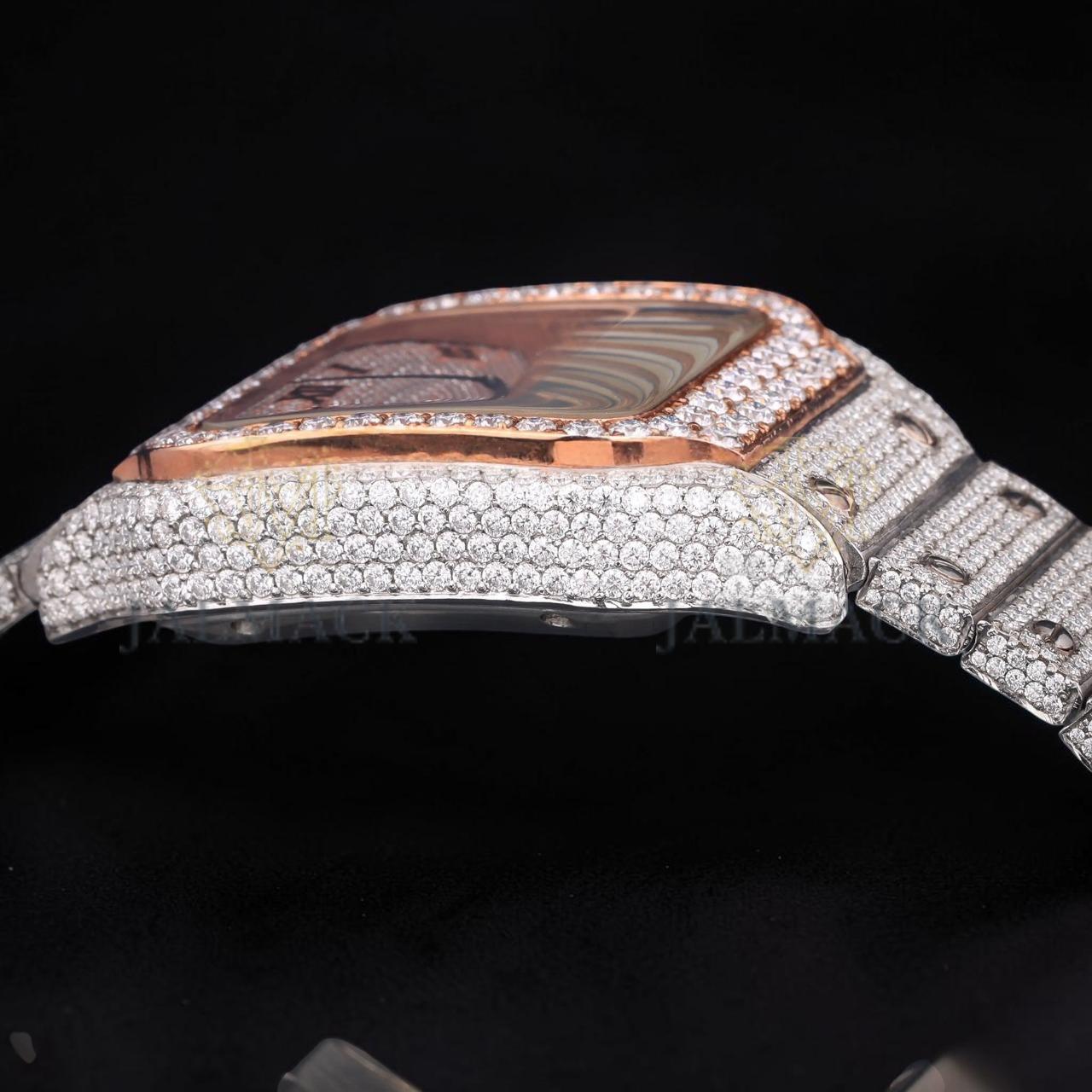 Luxury Two-Tone Roman Moissanite Automatic Date Watch VVS1 D Color Fully Iced Out