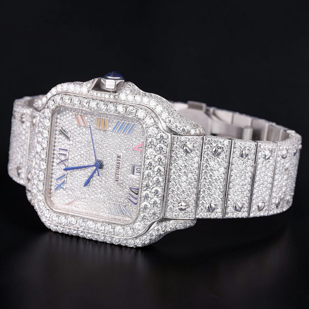 Luxury Square Moissanite Automatic Watch VVS1 D Color