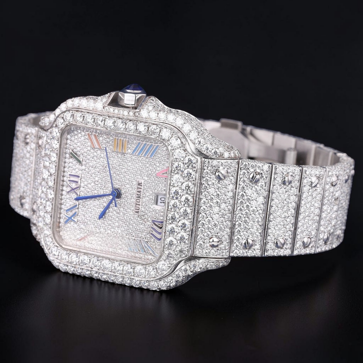 Luxury Square Moissanite Automatic Watch VVS1 D Color