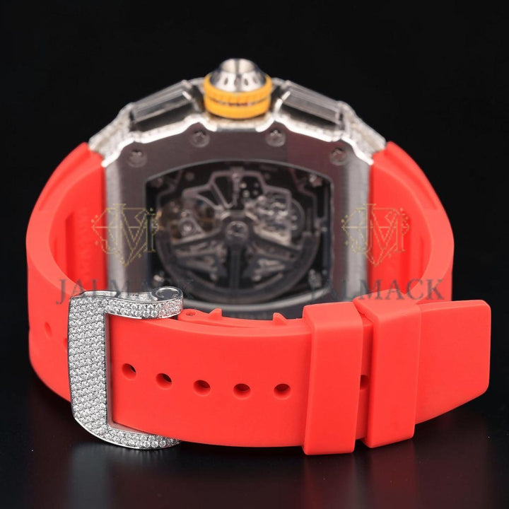 Luxury Skeleton Chronograph Moissanite Watch VVS1 D Color Fully Iced Out