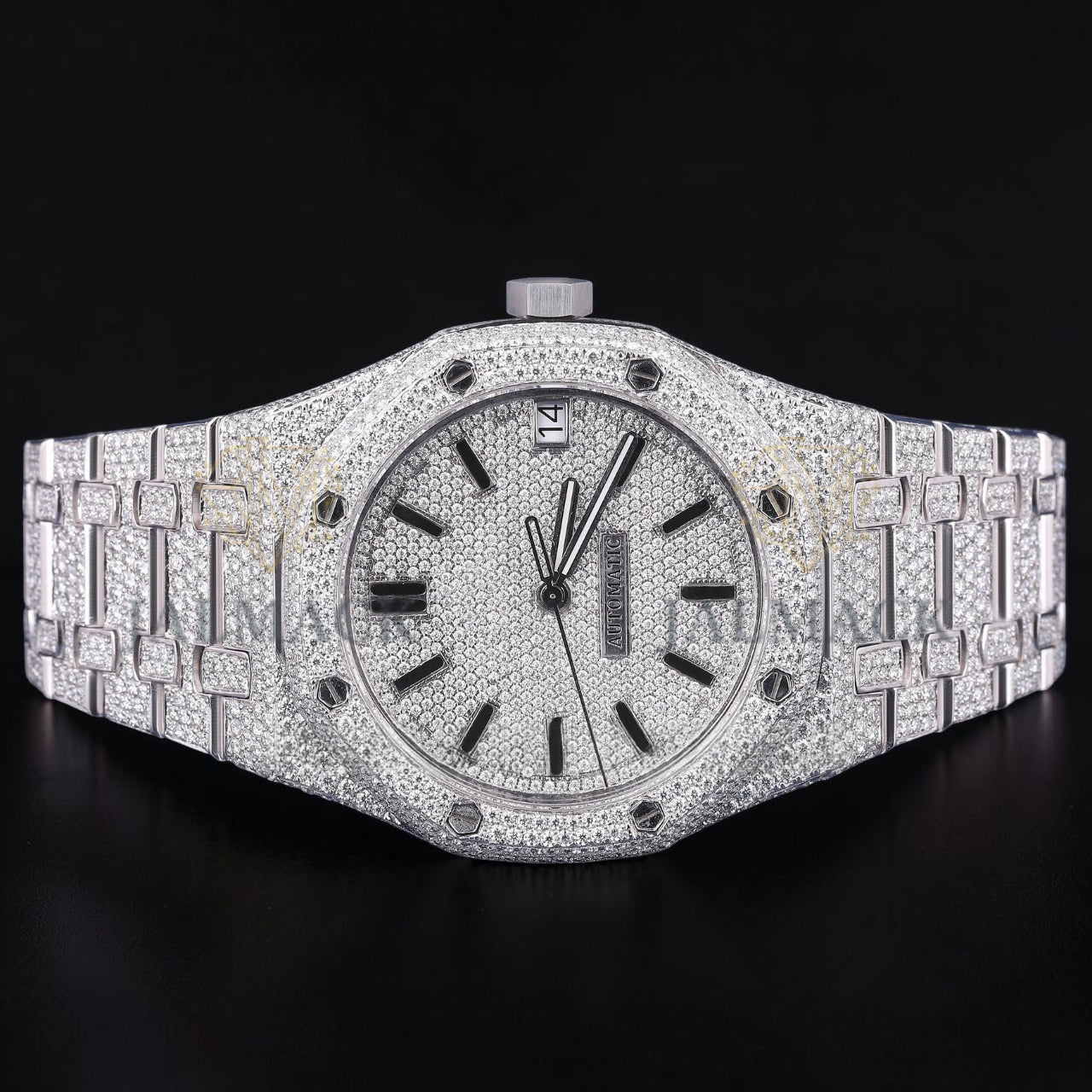 Luxury Silver Automatic Moissanite Watch